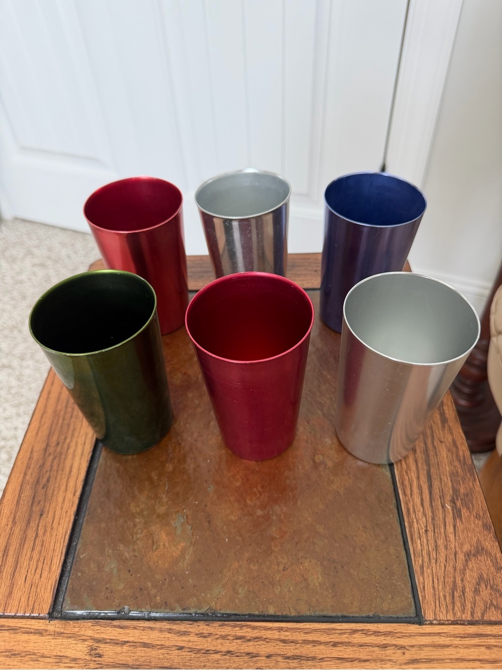 Vintage Bascal Anodized Aluminum Tumblers   Set of 6